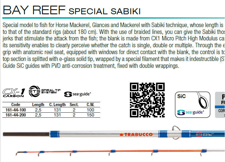 Bay reef special sabiki 2.5mt 150g 12lb class STS unbreakable tip, perfect for feathers and sabikis for bait