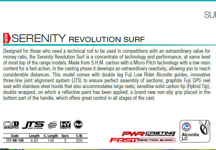 Serenity Revolution surf 420 full fuji low rider Alconite rings and DPS reel seat.