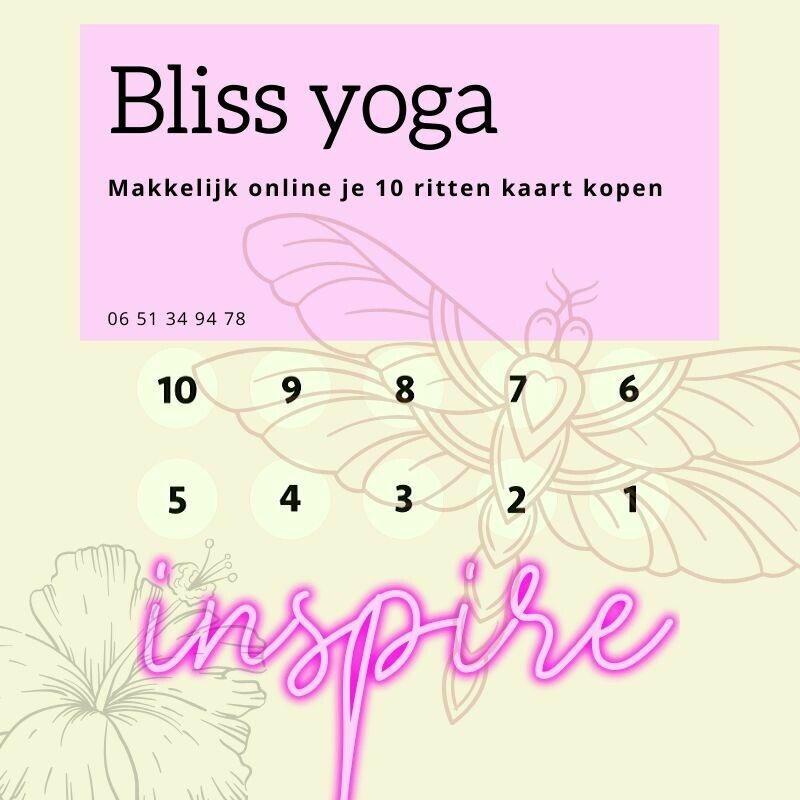 Bliss Yoga 10 rittenkaart Bliss Yoga 10 rittenkaart