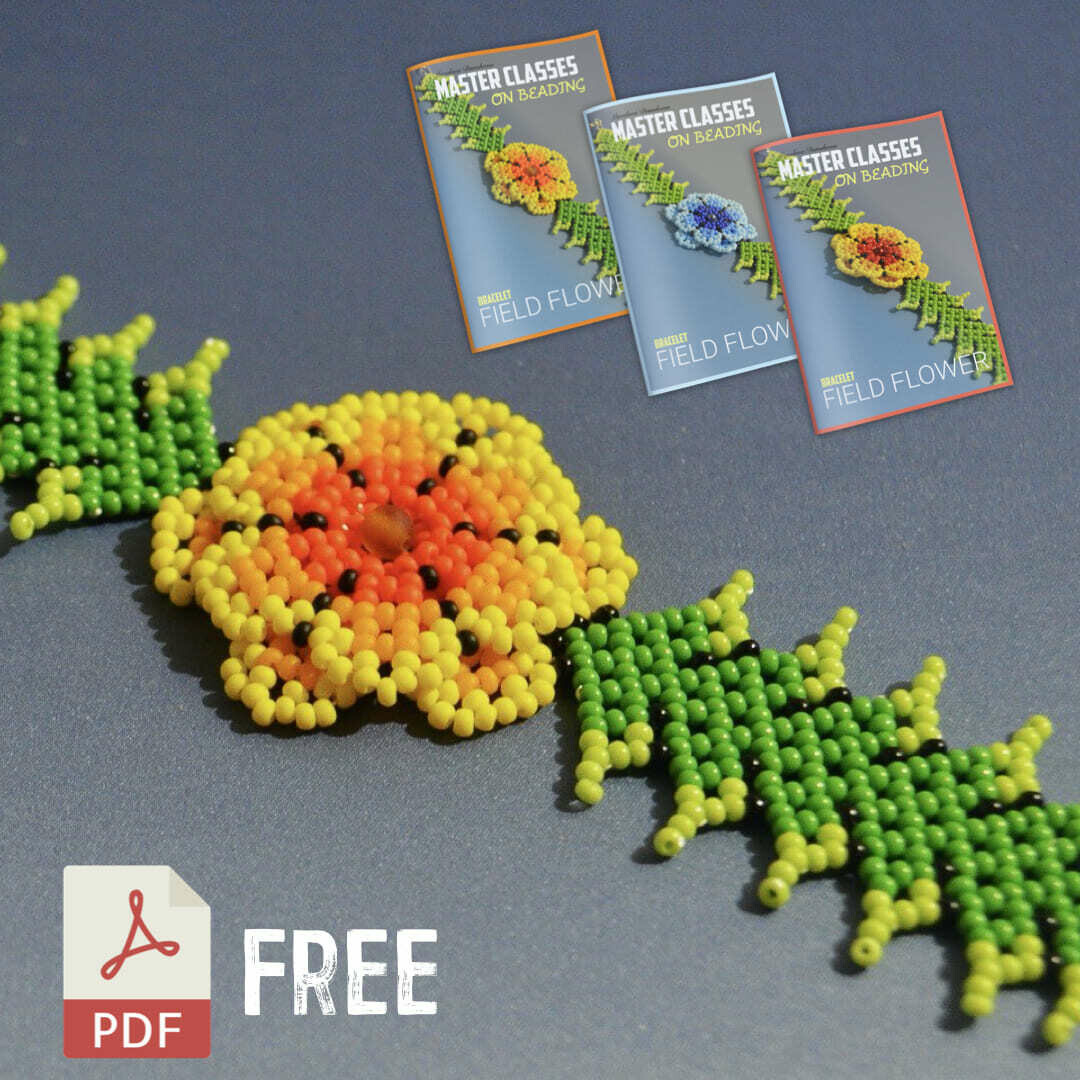 FREE PDF master classes on beading «FIELD FLOWER» Bracelet