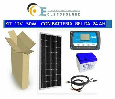 KIT SOLARE DA 50 W CON BATTERIA 24 ah X CAMPER - BARCA KIT SOLARE DA 50 W CON BATTERIA 24 ah X CAMPER - BARCA