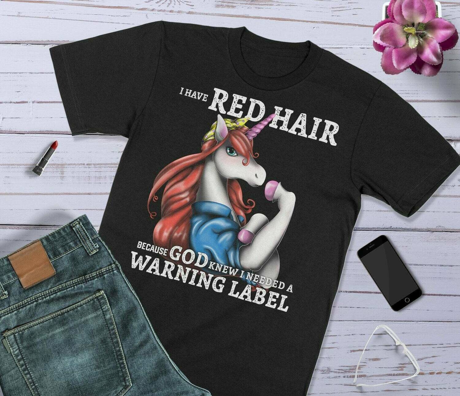 5XL I HAVE RED HAIR BECAUSE I NEED A WARNING LABEL Funny Regular Cut T-shirt S