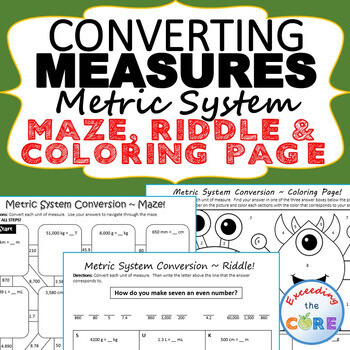 CONVERT METRIC UNITS OF MEASURE Maze, Riddle & Color by Number (FUN