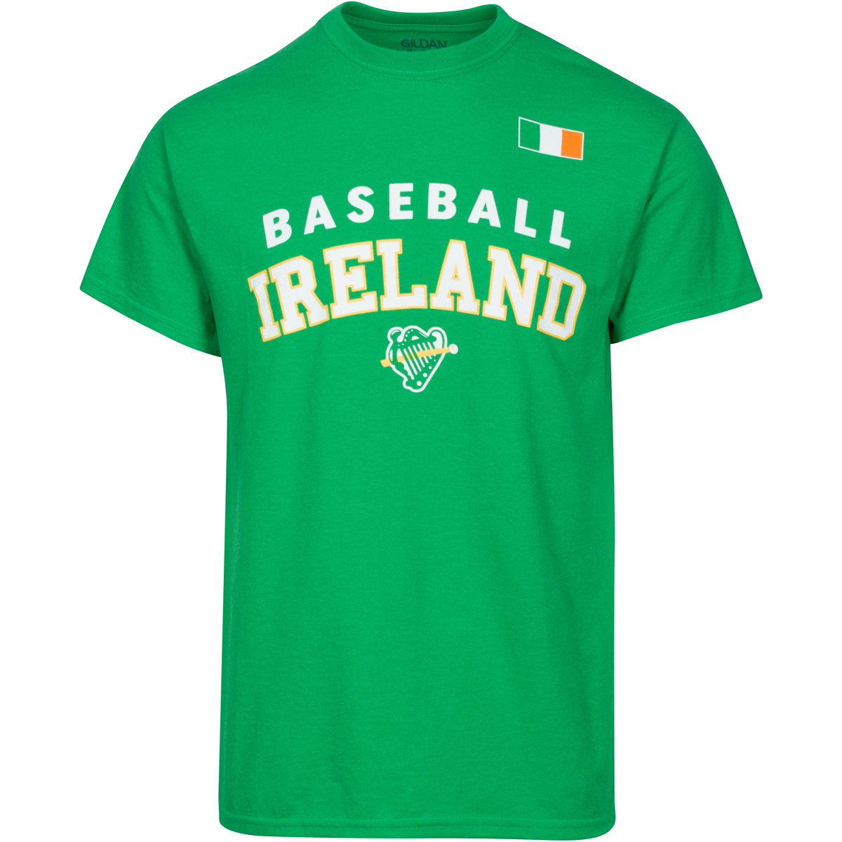 Green Baseball Ireland T-Shirt with White Lettering BITEEFLAG021