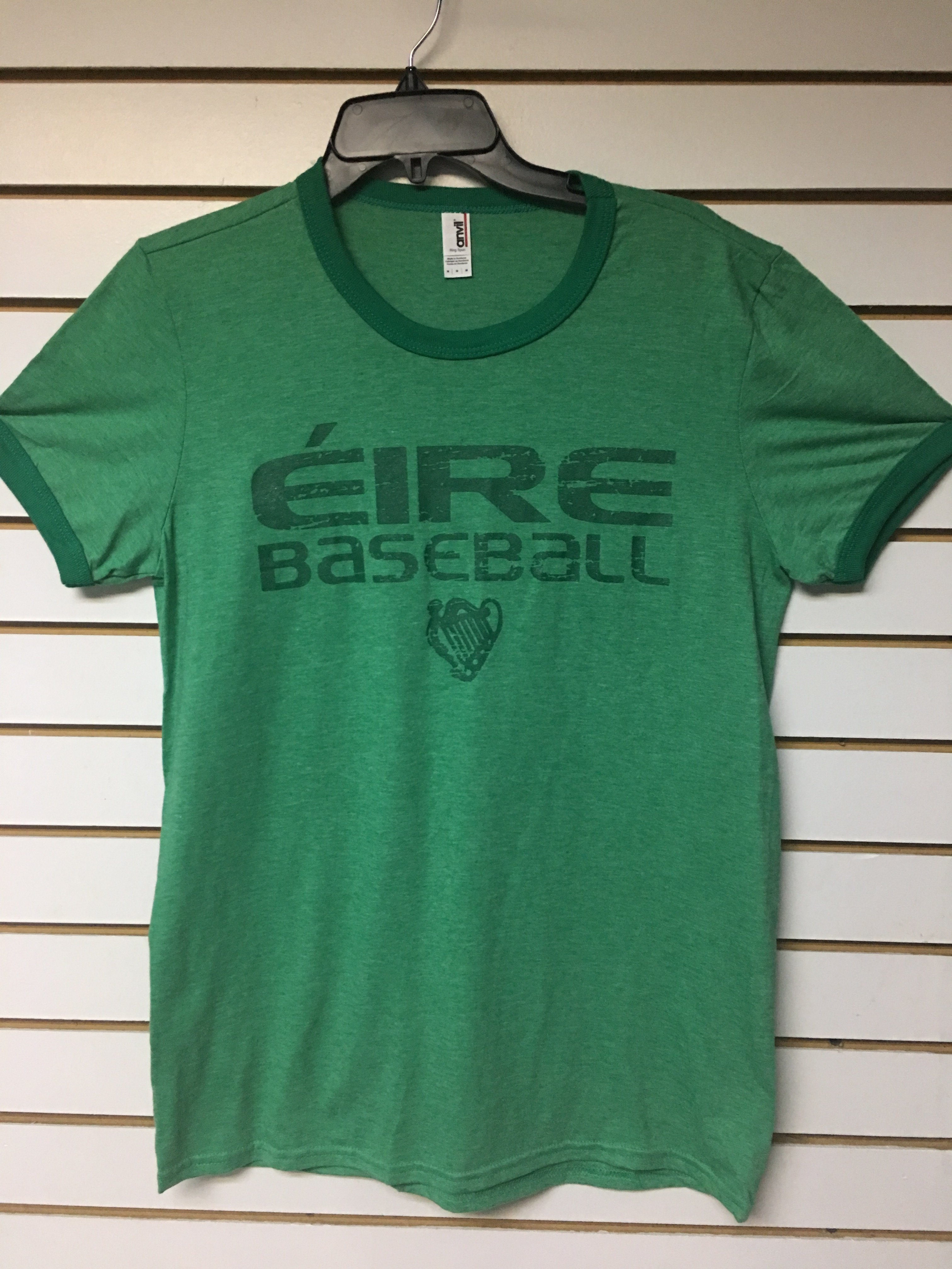 Green Eire Baseball Ringer T-shirt by Anvil 00003