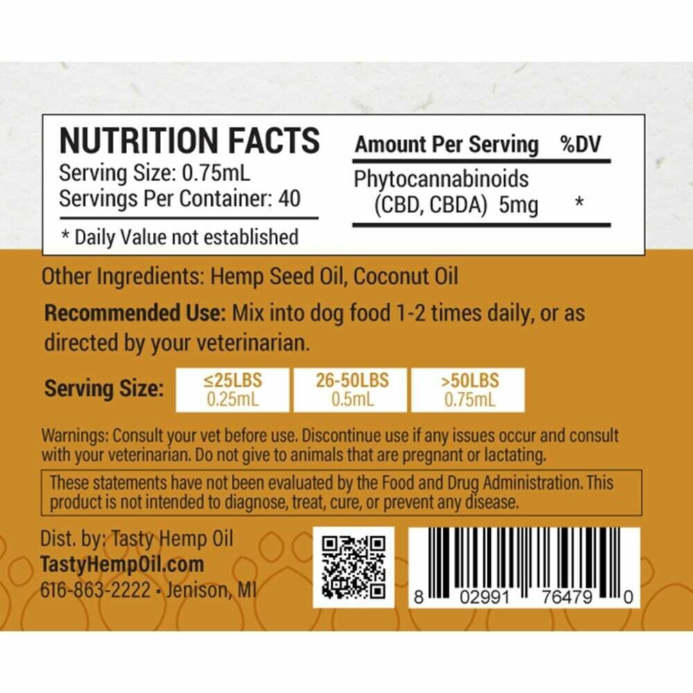 Tasty Hemp Oil Drops - CBD Oil for Dogs & Cats 1oz (200mg CBD)