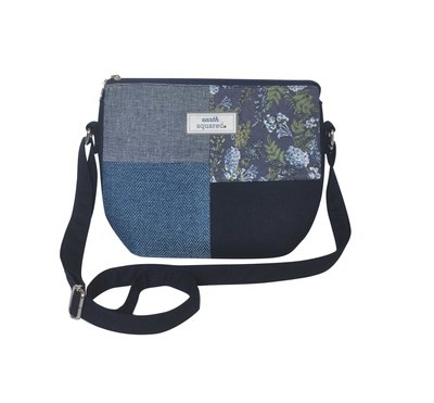 Earth Squared Patchwork Messenger Bag Blue Earth Squared Patchwork Messenger Bag Blue