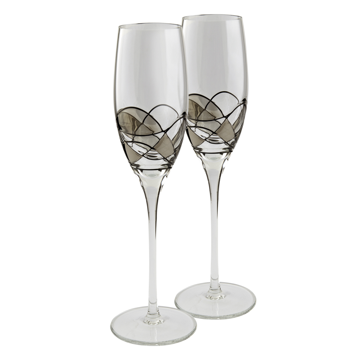 Nobile Silver Mosaic Champagne Glasses Pair Sil M Champ