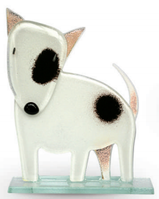 Nobile Fused Glass Bull Terrier White Nobile Fused Glass Bull Terrier White
