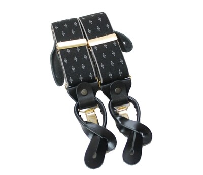 Olive Diamond Braces with Leather Tabs and Clips Olive Diamond Braces with Leather Tabs and Clips