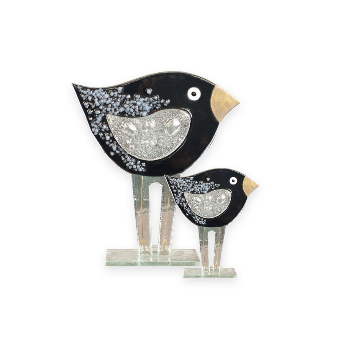 Nobile Glass Small Fused Black Bird Ornament 1075