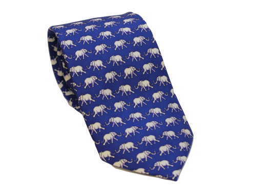 Blue Elephant - Silk Tie by Fox & Chave 41079