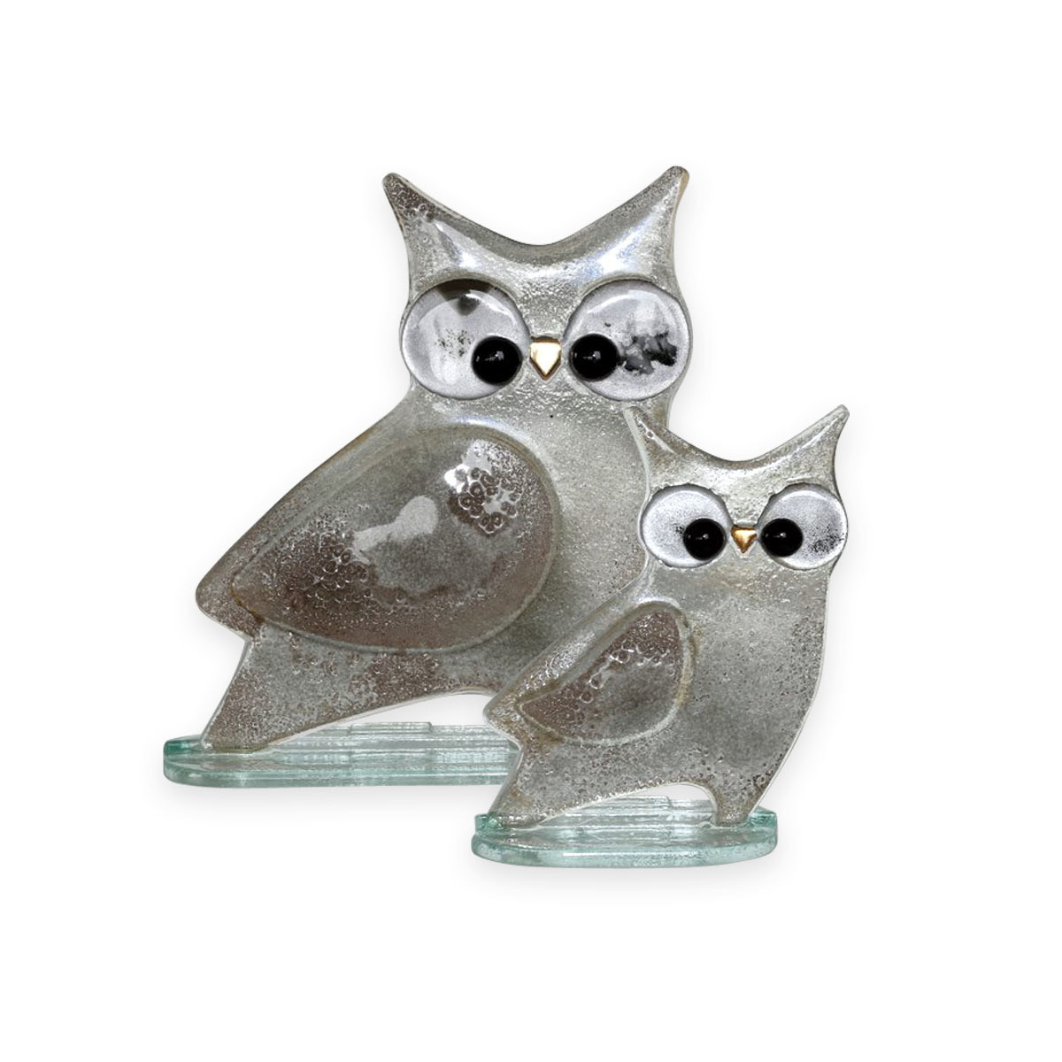 Nobile Glass Fused Glass Owl Silver Large 1564-16