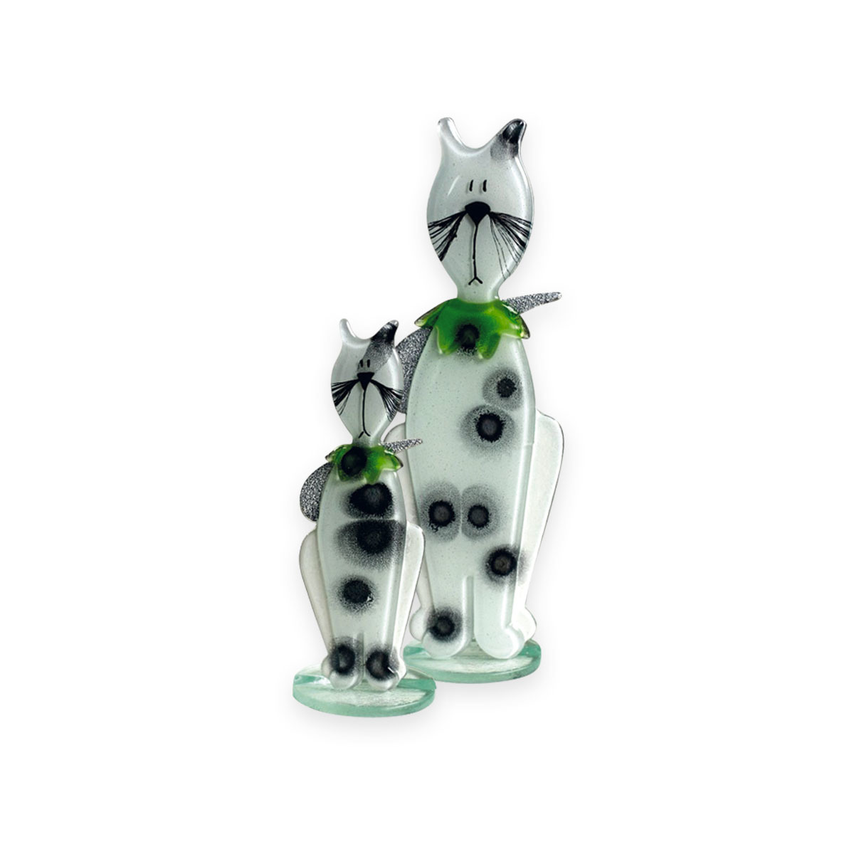 Nobile Glass Fused Glass Kitten White/Green Small 593-11