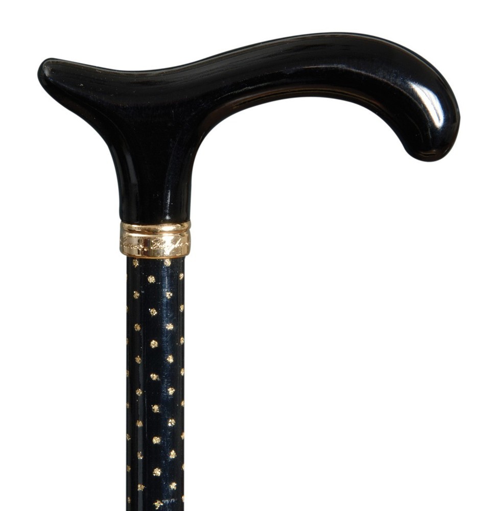 Classic Canes - Glitterati Derby, adjustable, black, gold sparkles 4642A