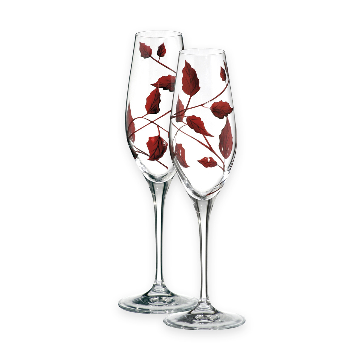 Nobile Ruby Leaf Champagne Glasses Pair 1456-15