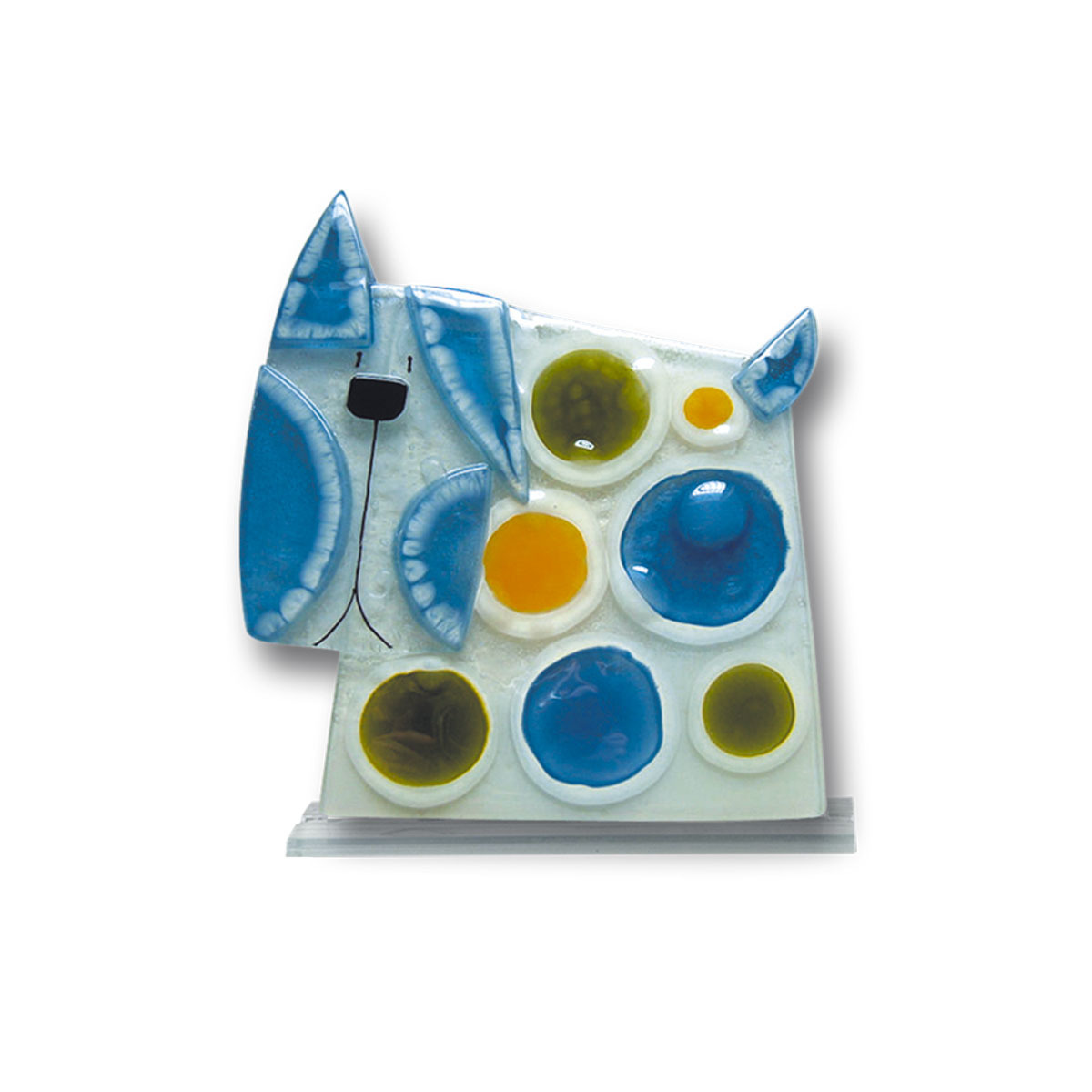 Nobile Fused Glass Dog - Spots Blue 187
