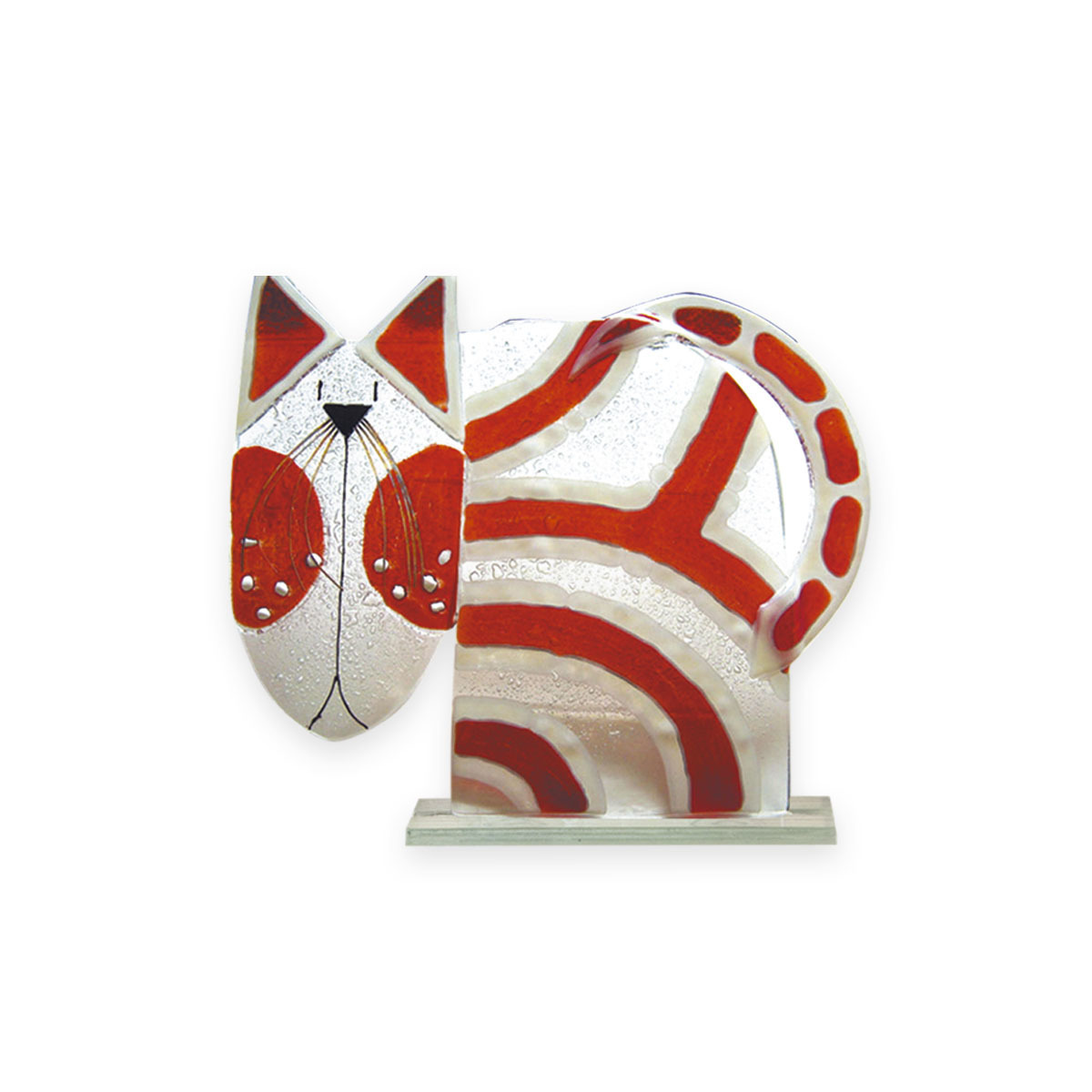Nobile Fused Glass Cat - Red Stripe 195
