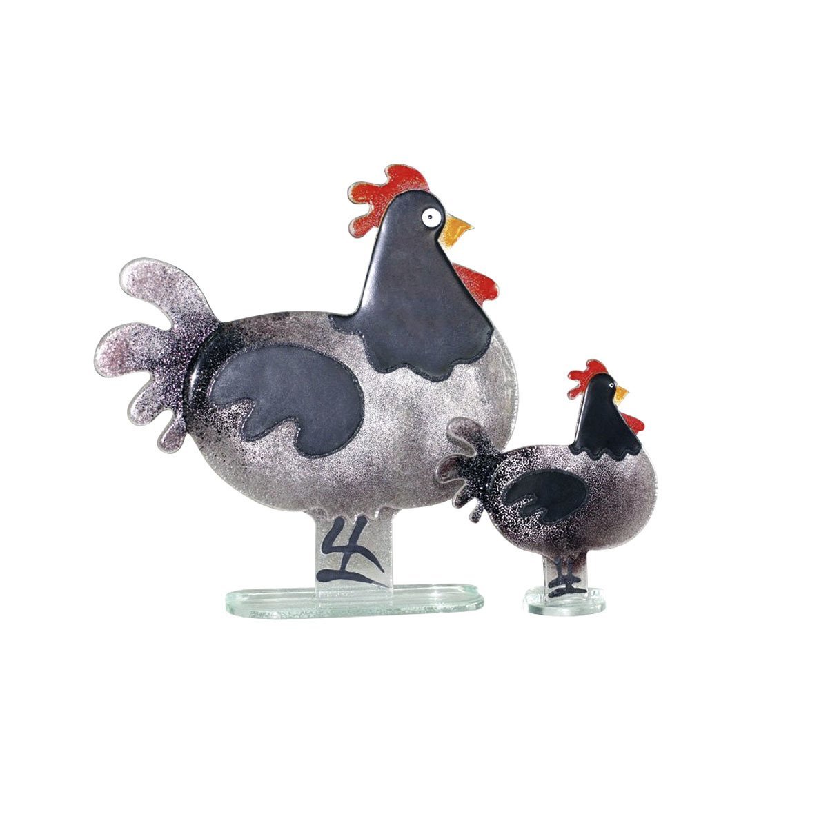 Nobile Fused Glass Cockerel Black Large Nobile Fused Glass Cockerel Black Large