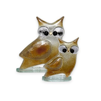 Nobile Glass Fused Glass Owl Gold Small Nobile Glass Fused Glass Owl Gold Small
