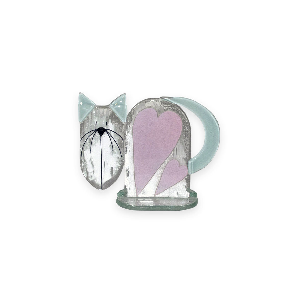 Nobile Fused Glass Cat Heart Pink 711-12