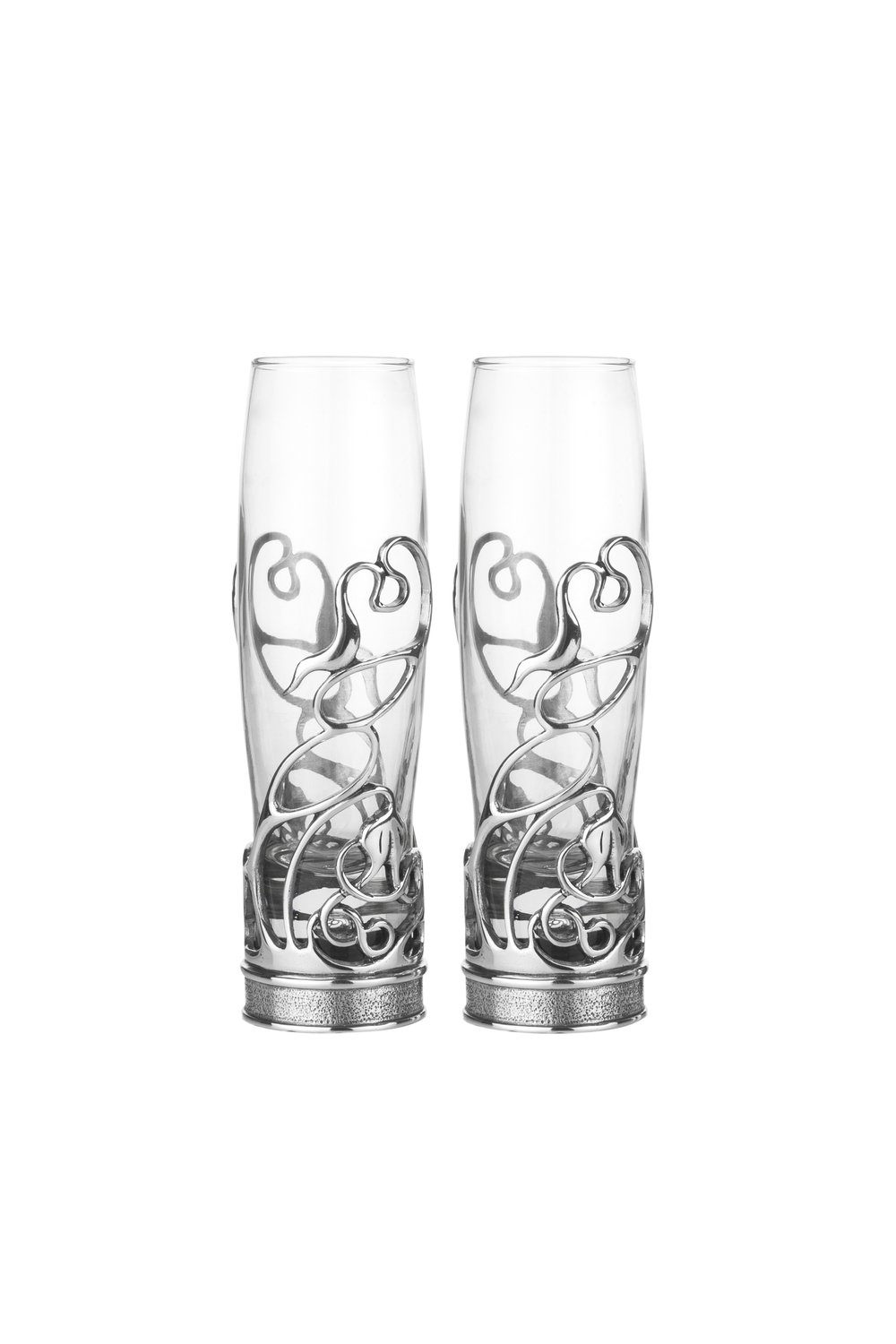 Neverending Swirl Champagne Pewter Glass Pair from A E Williams Neverending Swirl Champagne Pewter Glass Pair from A E Williams