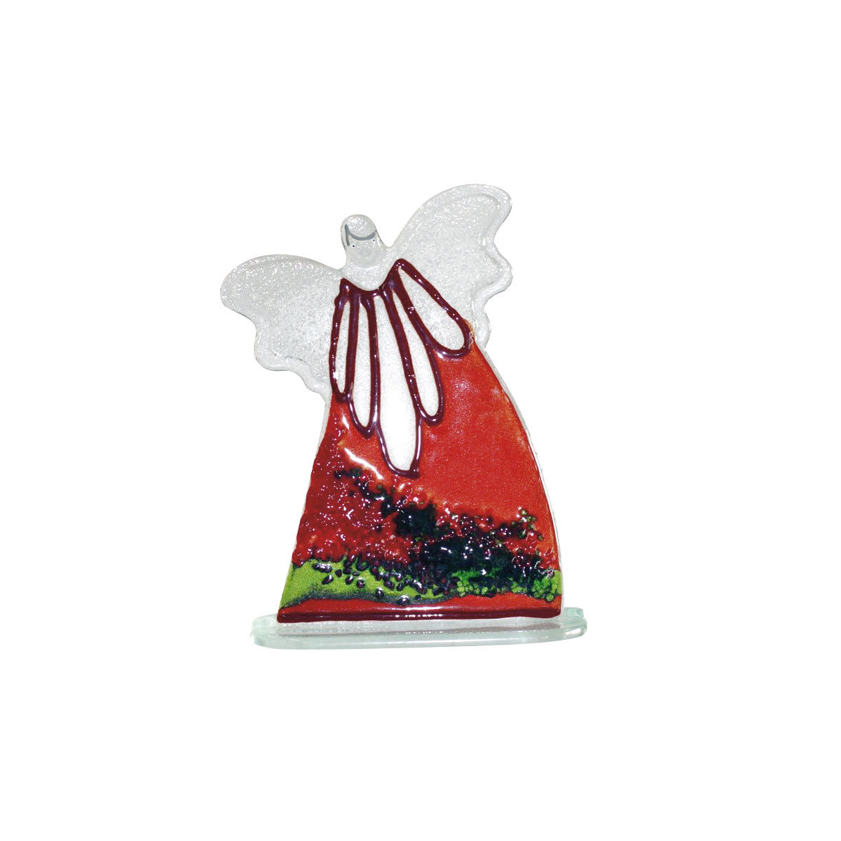 Nobile Glass Large Fused Glass Red Angel 1101-14