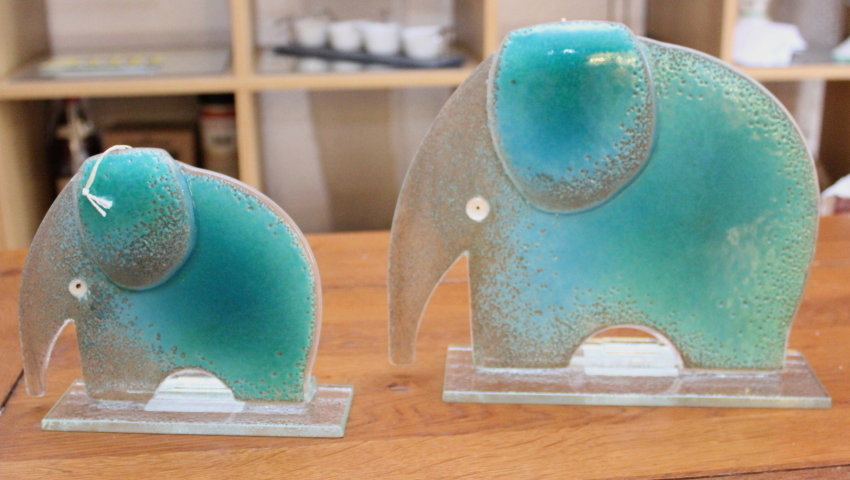 Nobile Fused Glass Elephant Large Blue 1759-17a