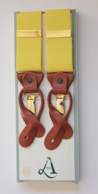 Plain Yellow Braces with Leather Tabs and Clips Plain Yellow Braces with Leather Tabs and Clips