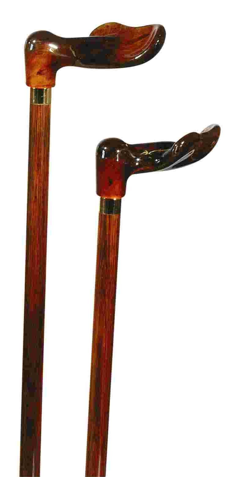 Classic Canes Amber-effect orthopaedic handle on hardwood cane - Left 3601L