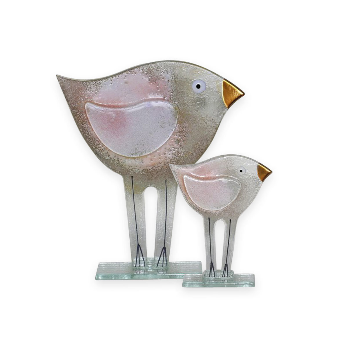 Nobile Glass Fused Glass Bird Pink Small 1550-16