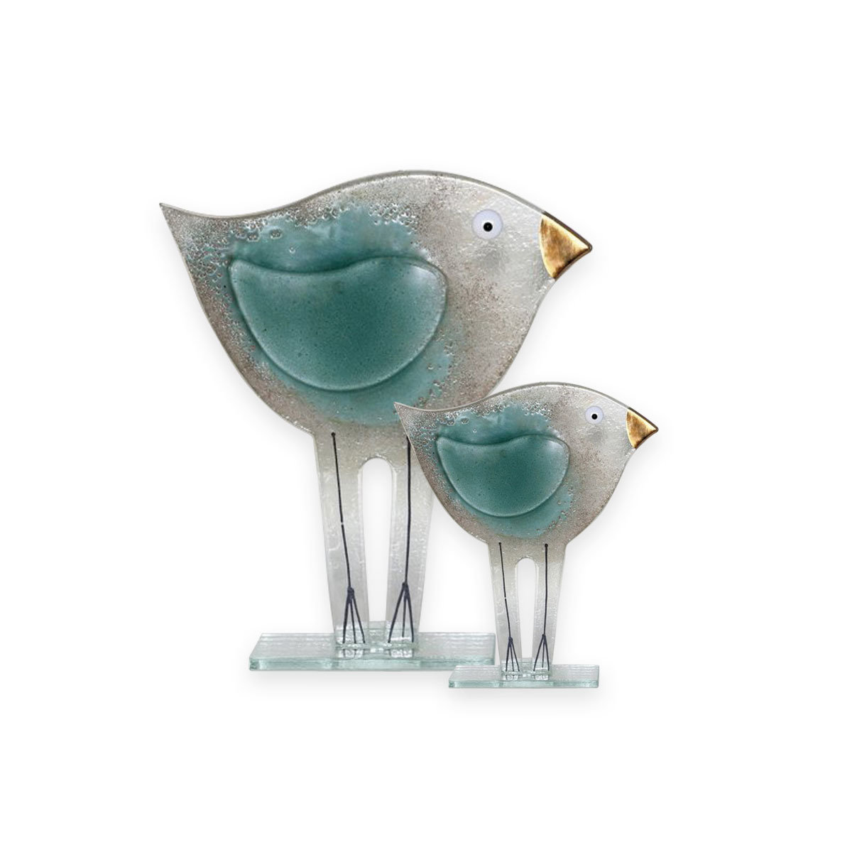 Nobile Glass Fused Glass Bird Teal Small 1552-16