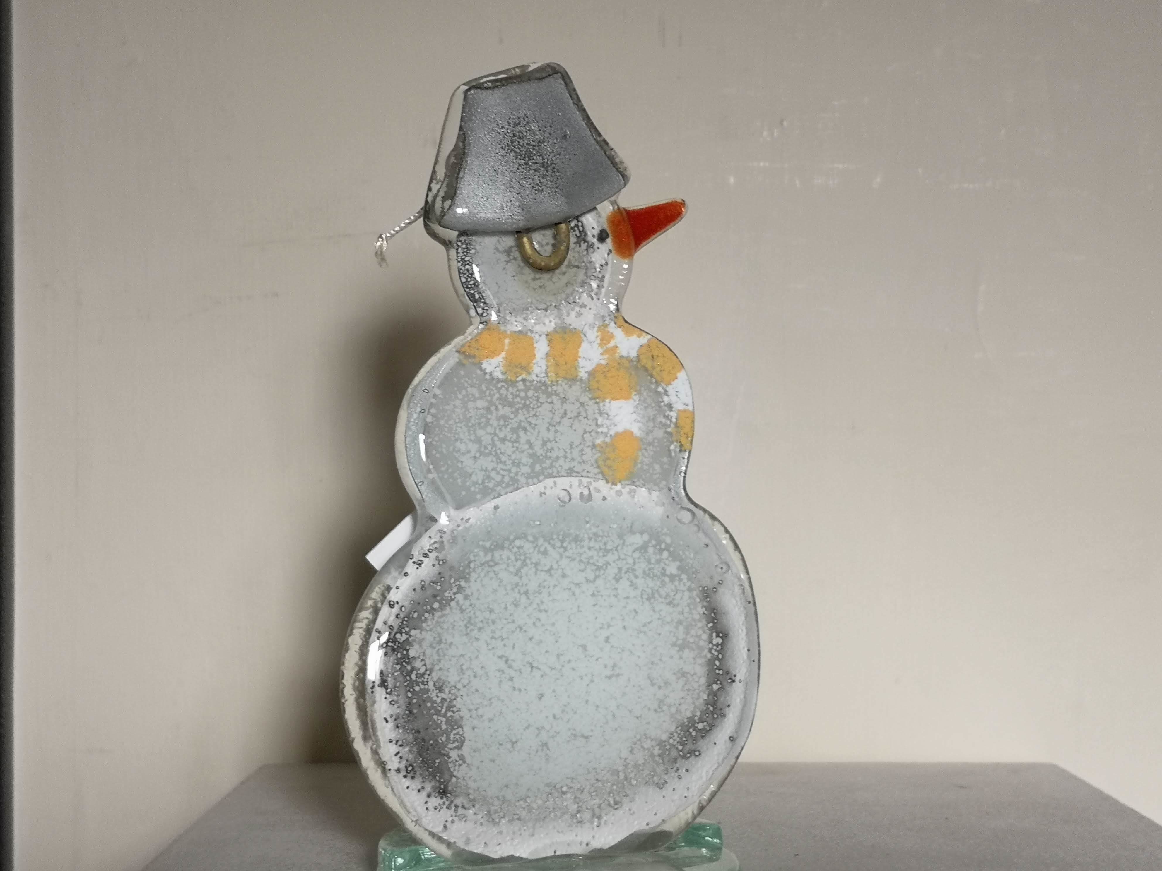 Nobile Glass Fused Glass Snowman in a Yellow Scarf 1751-17