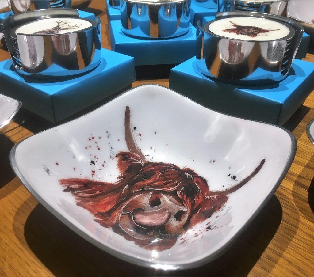 Meg Hawkins Highland Cow Square Bowl - 16cm 6610-HC