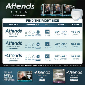 Attends Premier Underwear Large, 64 count