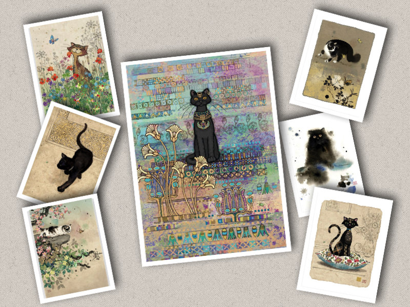 Bug Art Patterned Cat Greetings Card