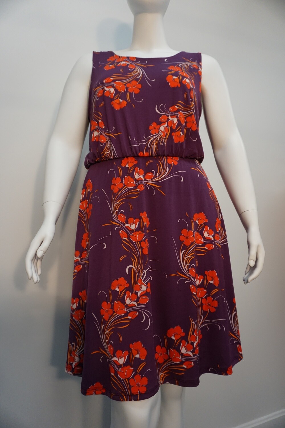 Sleeveless Purple Floral Print Dress Sleeveless Purple Floral Print Dress