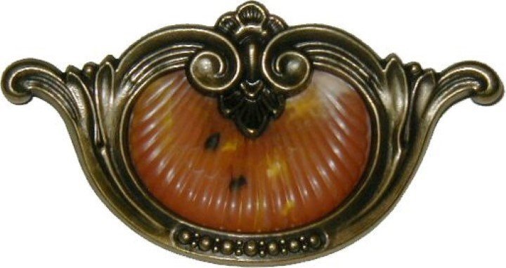 Waterfall Style Drawer Pull Tortoise Shell Bakelite Antique Brass