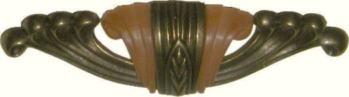 Waterfall Style Drawer Pull Bakelite Tortoise Shell Antique Brass