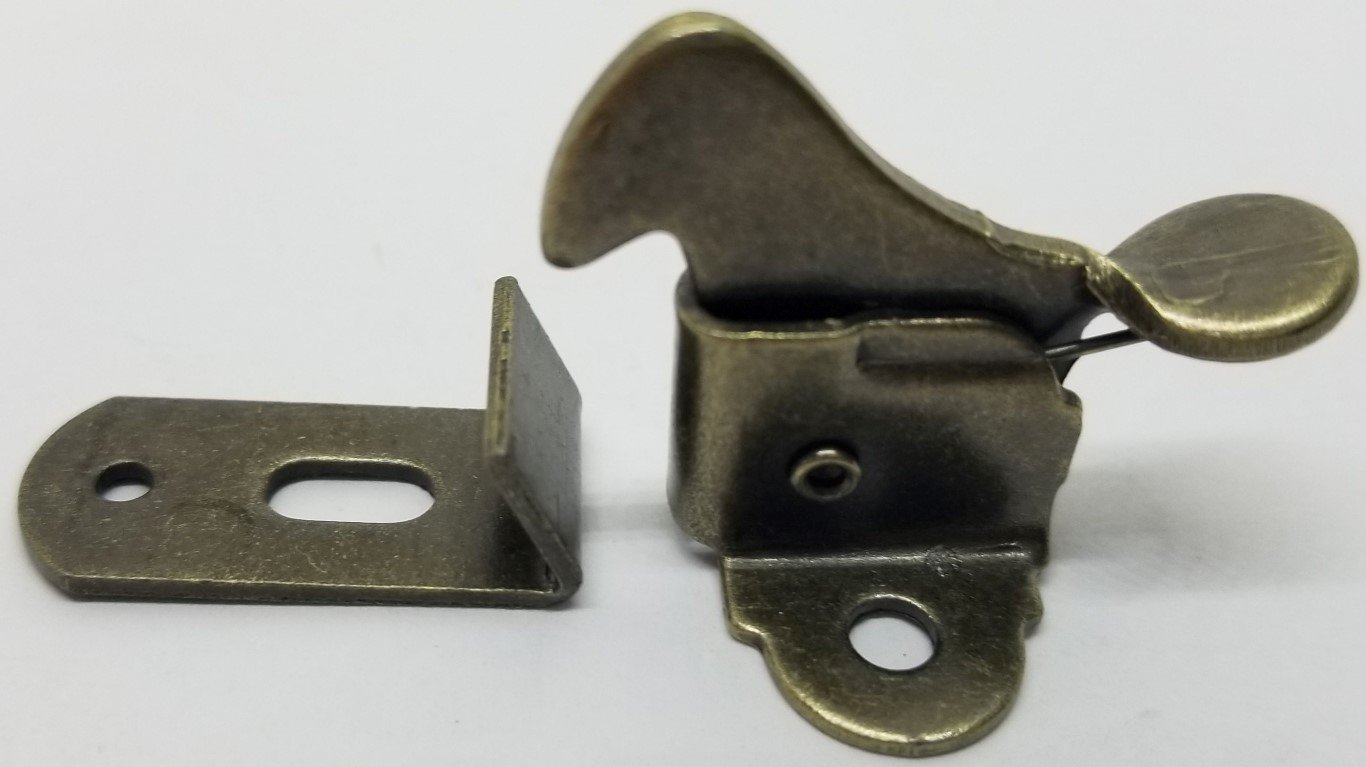 Small Steel Antique Brass Plated Lever Elbow Catch Latch Spring