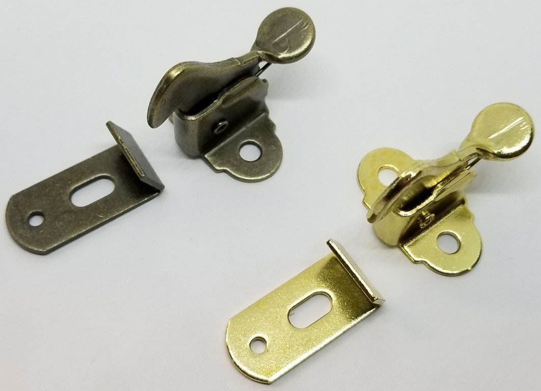 Small Steel Antique Brass Plated Lever Elbow Catch latch spring loaded