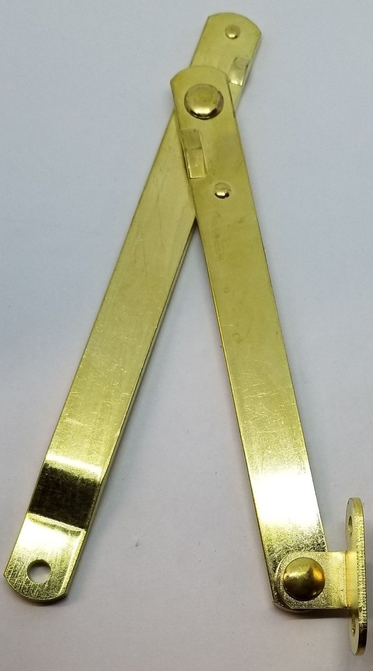 Pair 2 Brass Plated Steel Drop Front Desk Lid Stays Hinges