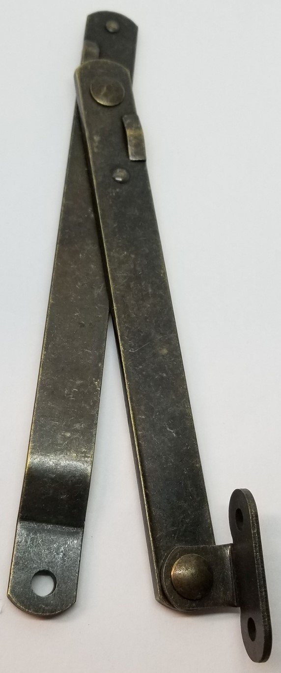 Pair 2 Antique Brass Steel Drop Front Desk Lid Stays Hinges