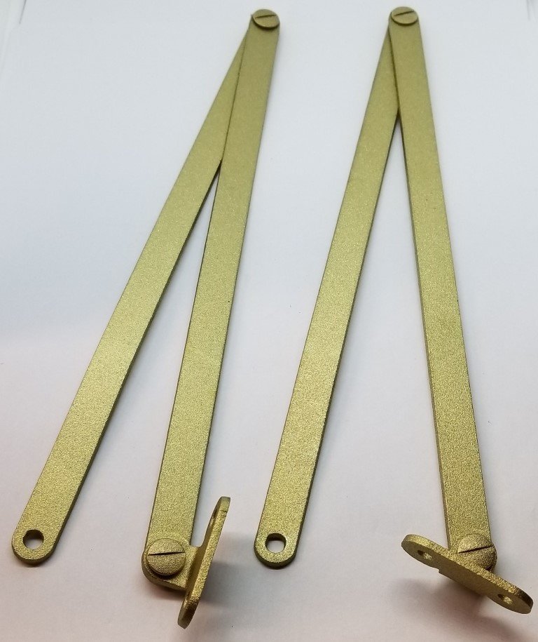 Pair 2 18 Brass Coated Steel Drop Front Desk Lid Stays Hinges