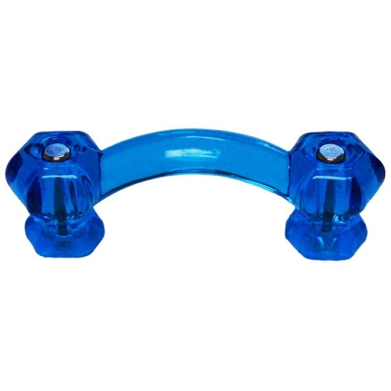 Peacock Blue Glass Handle Hexagonal Posts Pull Knob Hexagon