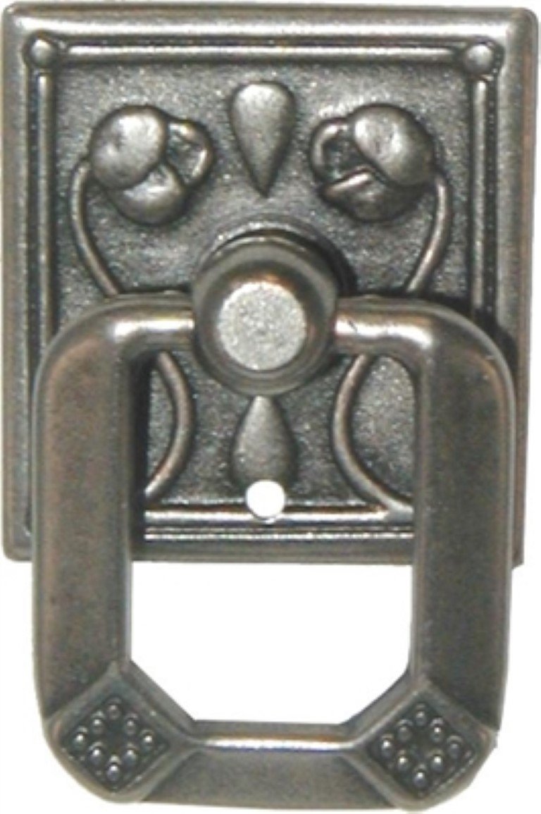Stamped Brass Art Nouveau Drawer Pull With Pewter Finish Roses