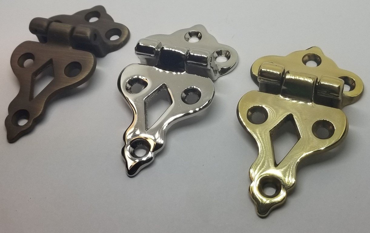 Polished Nickel Plated Cast Solid Brass Ice Box Door Hinge 3/8" Offset