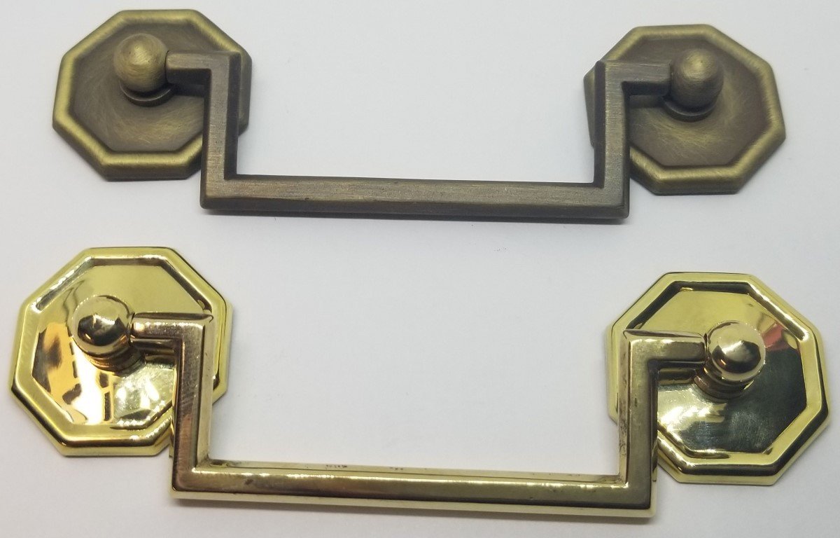 Large Bright Brass 3 1 2 Centers Colonial Revival Drawer Pull