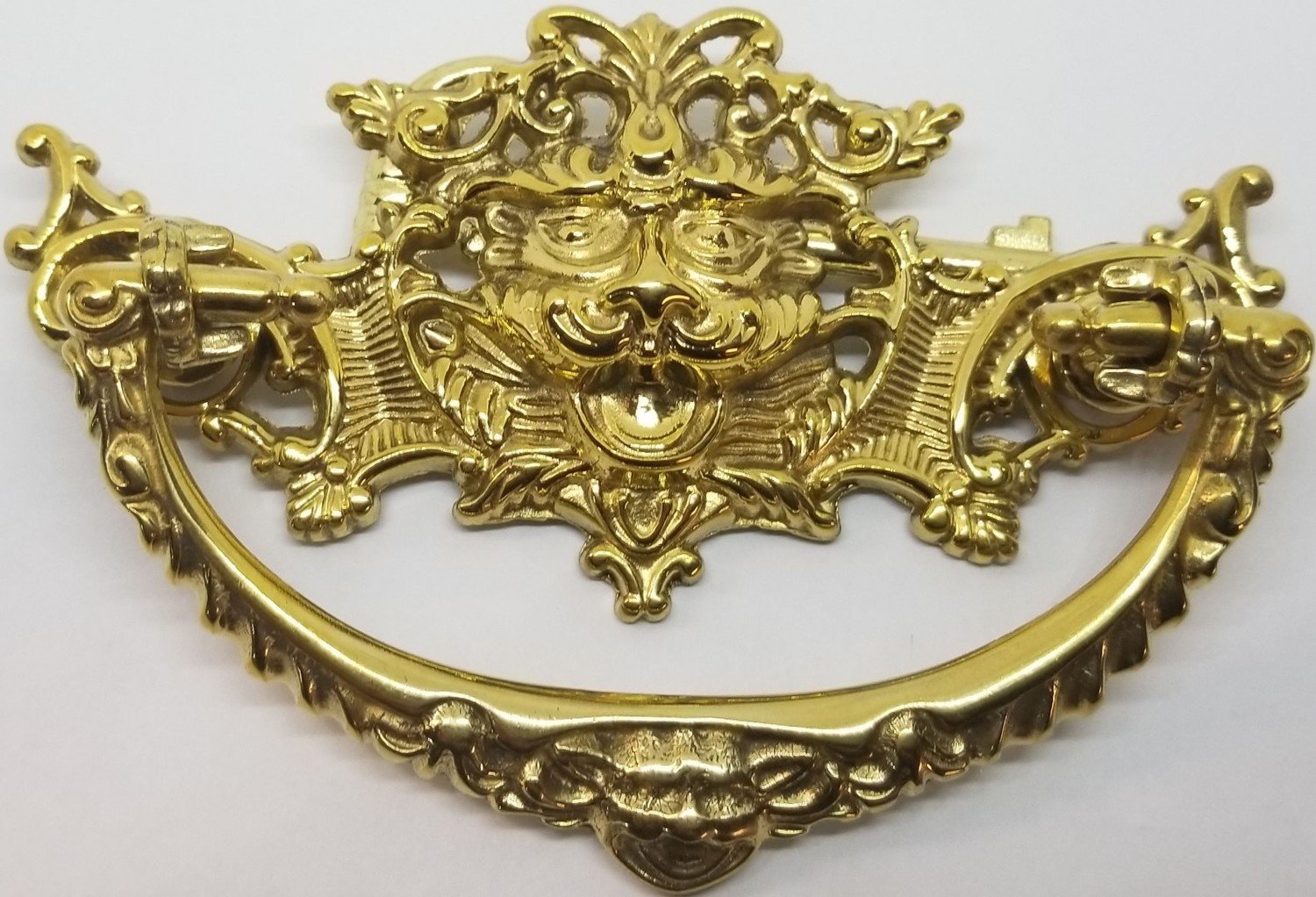 Green Man Victorian Style Cast Brass Drawer Pull Handle Bail Knob