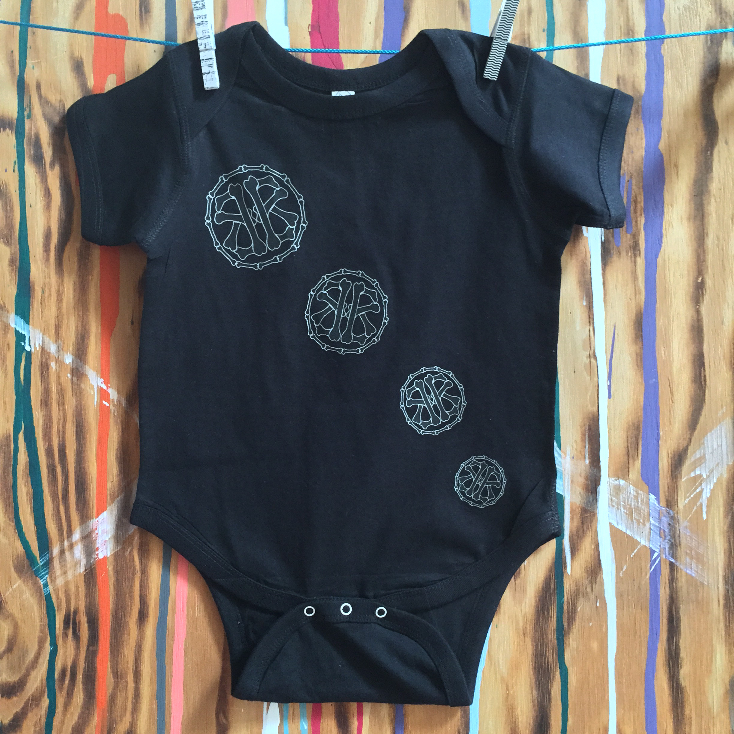 CIRCLE13 Infant Creeper...logo in Black and Silver Shimmer C13IC
